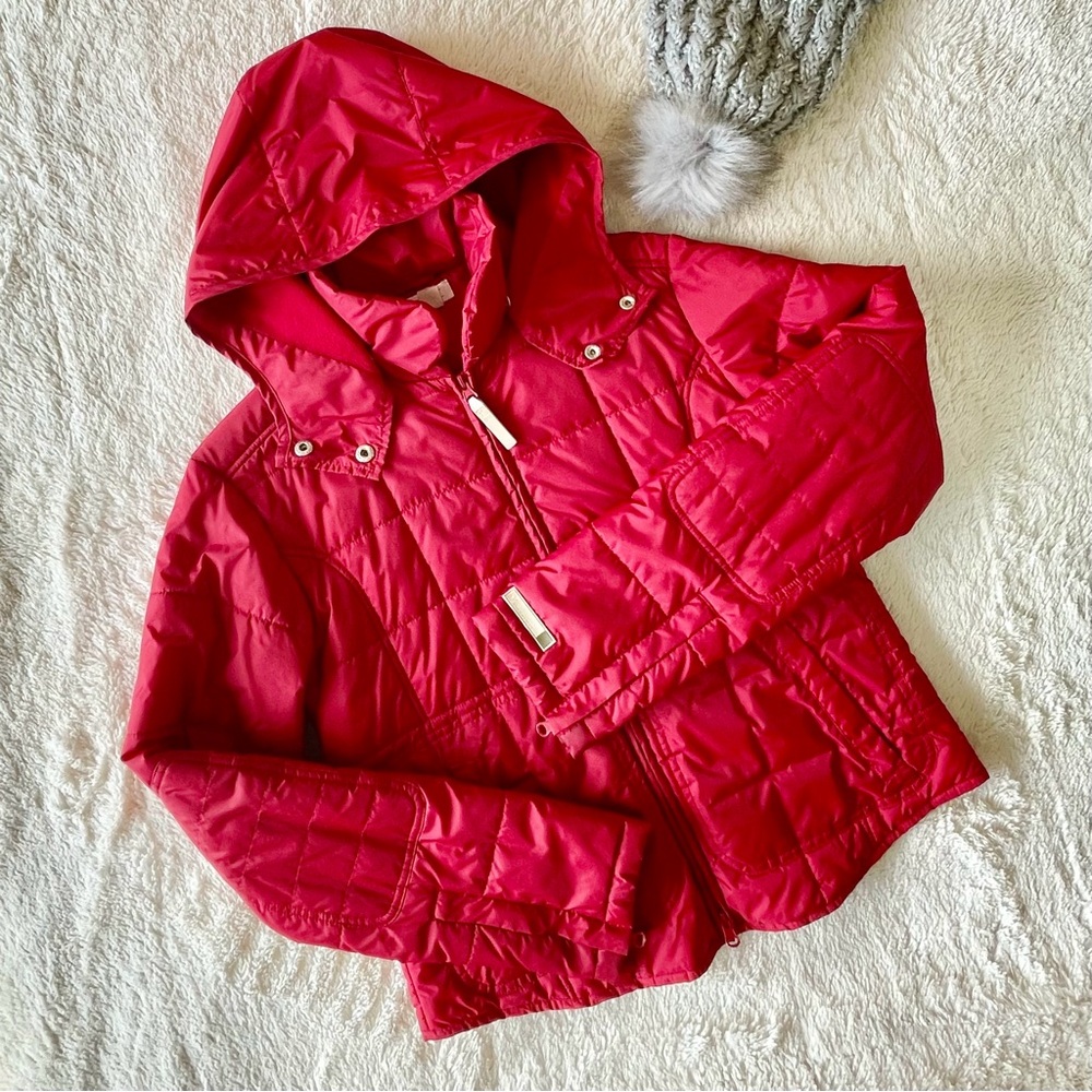 Zara TRF Women's Red Solid Lightweight Puffer Hoodie Jacket Medium